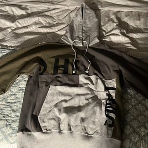 UNISEX HELMUT LANG PATCHWORK HOODIE NEVER BEEN WORN. SIZE MEDIUM GREEN/GRAY